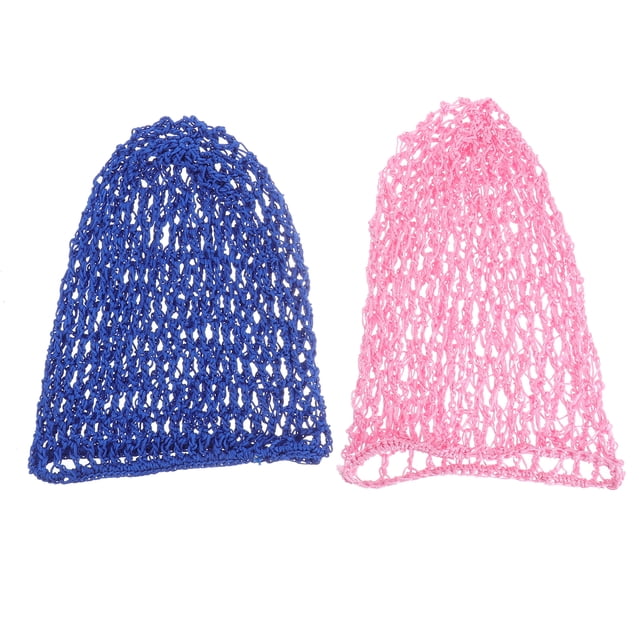 2 gorros de red de ganchillo hechos a mano, gorros largos para dormir, gorros de dormir protectores para el cabello (azul rey y rosa, 1 pieza de cada color)