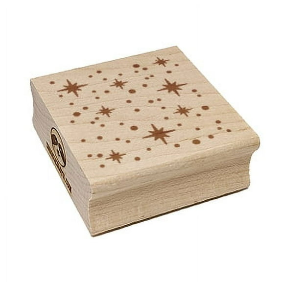 Shining Stars Outer Space Square Rubber Stamp Stamping Scrapbooking Crafting - Small 1.25in