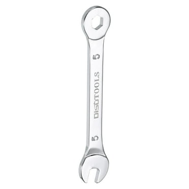 Uxcell 5mm 6-Point Thin Combination Wrench Double Ended Box and Open End Chrome Plated Steel, Silver