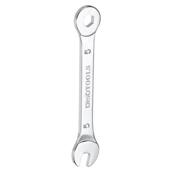 Uxcell 5mm 6-Point Thin Combination Wrench Double Ended Box and Open End Chrome Plated Steel, Silver
