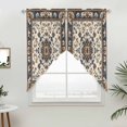 thumbnail image 2 of Swag Valance Curtains for Windows, Brown Blue Boho Light Filtering Kitchen Curtains with Rod Pocket, Southwestern Geometric Ethnic Art Window Treatment Valances for Living Room, 28x36 - 2 PCS, 2 of 9