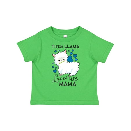 

Inktastic This Llama Loves His Mama with Blue Hearts Gift Toddler Boy Girl T-Shirt