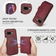 thumbnail image 4 of 2 in 1 Detachable Magnetic Phone Cases Compatible with Google Pixel 9a, with Credit Card Holder, Classic Durable Premium PU Leather Kickstand Rugged Flip Cover for Women Men, Winered, 4 of 6