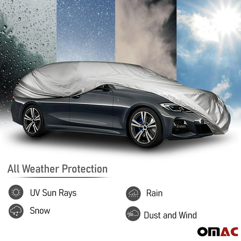OMAC Full Car Cover Waterproof All Weather for Audi A6 Avant 2004-2018 Gray  with Storage Bag, Outdoor Snowproof Rain Windproof Sun UV Protection
