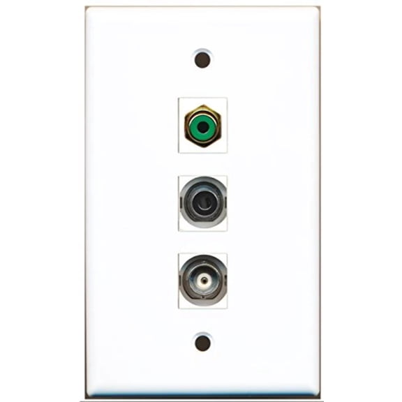 RiteAV - 1 Port RCA Green and 1 Port 3.5mm and 1 Port BNC Wall Plate