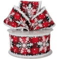 thumbnail image 2 of Buffalo Plaid Snowflake Wired Ribbon - 2 1/2" x 10 Yards, Red & Black Checks, Christmas, Wreath, Fuzzy Flocked Edges, Wreath, 2 of 3