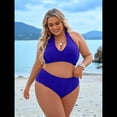 thumbnail image 4 of Traje de Baño de Dos Piezas con Control de Abdomen para Mujer, Bikini de Cintura Alta, 2025 Azul S, 4 of 8