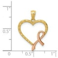 thumbnail image 2 of 14k Rose Rhodium Pink Ribbon With Love Heart Pendant Necklace Pendant for Women - .9 Grams, 2 of 2