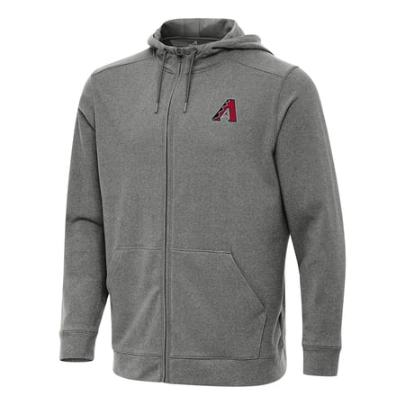 Men s Antigua Heather Black Arizona Diamondbacks Effortless Full-Zip Hooded Jacket