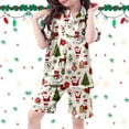 thumbnail image 4 of Gaexia Christmas Kids Silk Sets 3 Piece Girls Boys Satin Set Button-Down Soft Short Sleeve Shorts Pants 3pcs, 4 of 8