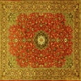 thumbnail image 1 of Ahgly Company Machine Washable Indoor Square Medallion Yellow Traditional Area Rugs, 5' Square, 1 of 4