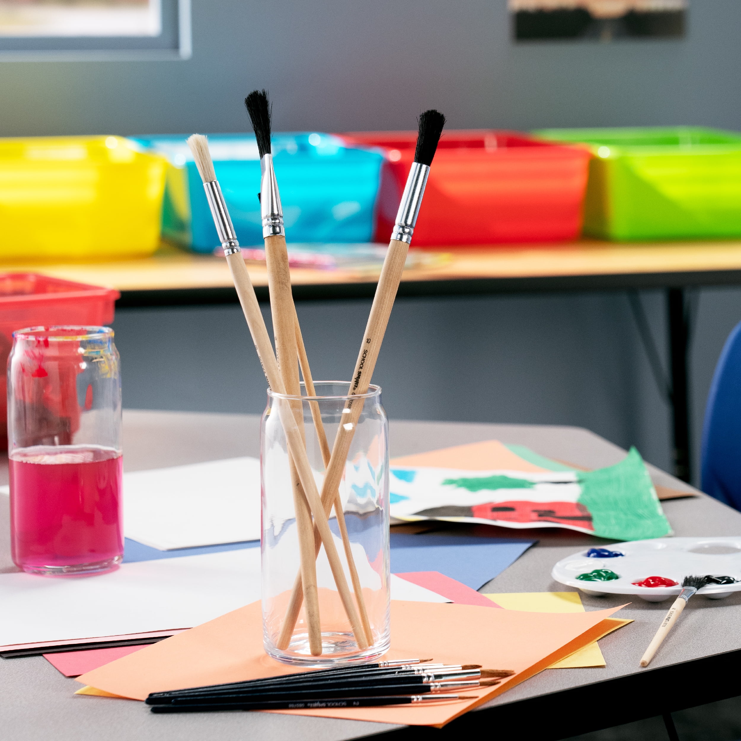 School Smart 085768 Economy Natural And Synthetic Paint Brush Assortment