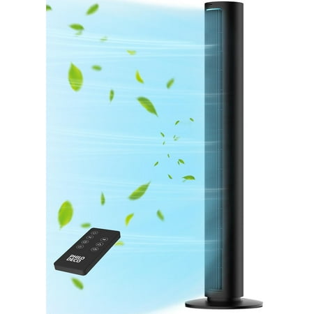 Tower Fan for Home  80° Oscillating Silent Bladeless Floor Fan with Remote  4 Speeds  40 in Multiple Modes  7-Hour Timer  Led Display Screen  Vertical Fan For Home  Living Room  Office  Black