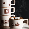thumbnail image 4 of Tazas de café de cerámica gruesa (1 unidad, capacidad de 10.82 oz), taza a rayas for cafeterías y desayunos en casa., 4 of 6