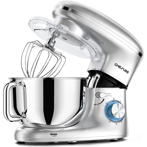 Stand Mixer,660W 6 P With 6.5QT Stainless Steel Bowl,Dough Hook, Wire Whip & Beater,for Most Home Cooks (Silver)