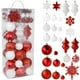 thumbnail image 1 of Rn'D Adornos Navideños De Bolas De Copo De Nieve - Juego Surtido A Granel De Adornos Navideños De Copos De Nieve Y Bolas Colgantes - 76 Adornos Y Ganchos Navideños (Rojo Y Blanco), 1 of 5