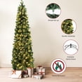 thumbnail image 2 of 6.5ft Pencil Christmas Tree - Pre-lit Fir Hinged Slim Corner Xmas Tree Holiday Decoration with 250 Incandescent Warm White Lights & 586 Snow Branch Tips, White, 2 of 7