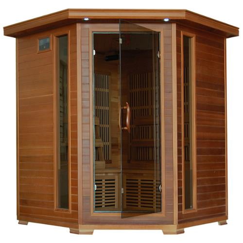 Blue Wave 4-person Cedar Corner Infrared Sauna with 10 Carbon Heaters by Overstock