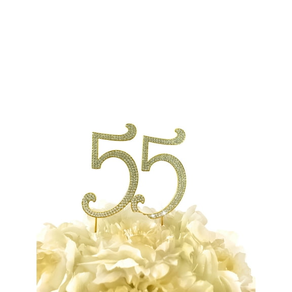 Rhinestone Cake Topper - Number 55 - Gold