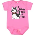thumbnail image 3 of Inktastic I Woof You a Lot with Husky Dog Illustration Boys or Girls Baby Bodysuit, 3 of 5