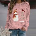 thumbnail image 4 of Goindgs Merry Christmas Sweatshirts for Women Christmas Long Sleeve Snowman Thick Graphic Knit Shirt Christmas Round Neck Pullover Tee Womens Casual Tops Z2-Pink-M, 4 of 4