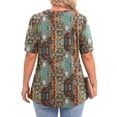 thumbnail image 4 of WellSize Plus Size Women Blouses Casual Button V Neck tunic tops Summer Short Sleeve Shirts, 4 of 7