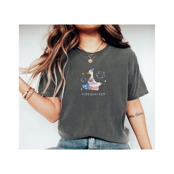 Firequacker Goose Shirt, Funny 4th of July Tee, Patriotic T-Shirt, Independence Day USA Shirt, Hilarious July 4th Gift