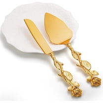 Cake Knife and Server Set for Wedding, Gold Cake Cutting Set, Elegant Cake Knives Cutter Set, Pie Pastry Servers, Birthday Bridal Quinceañera Gift