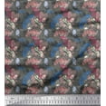 thumbnail image 1 of Soimoi Blue Rayon Fabric Insect & Texture Print Fabric by The Yard 56 Inch Wide, 1 of 1