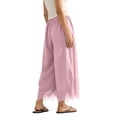 thumbnail image 4 of ShomPort Women's Cropped Pants Casual Lace-Hem Comfy Lightweight Drawstring Wide Leg Pants with Pockets, 4 of 7