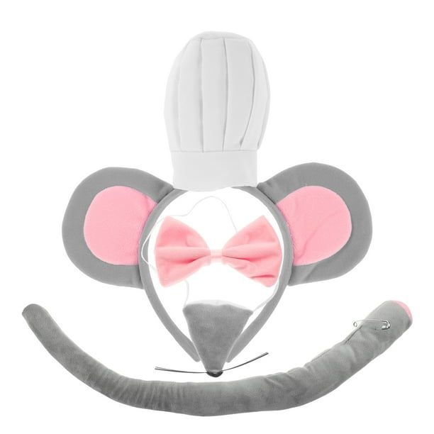 Conjunto de disfraz de ratón para niños y adultos, con orejas de ratón, diadema, nariz y cola de ratón, pajarita, accesorios de disfraz de animales para carnaval, Halloween, fiesta de cosplay