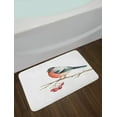 thumbnail image 2 of Rowan Bath Mat, Cute Wild Bird in Watercolors Sitting on Tree Branch Xmas Themed Artwork, Non-Slip Plush Mat Bathroom Kitchen Laundry Room Decor, 29.5 X 17.5 Inches, Coral Pale Grey Black, Ambesonne, 2 of 2