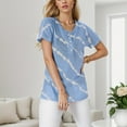 thumbnail image 4 of Gibobby Blusa Termica Mujer Twill Tshirt Fashion Round Casual Cuckline Escote Corto Mujeres Button Women's Blouse（Aqua， XXXL), 4 of 5