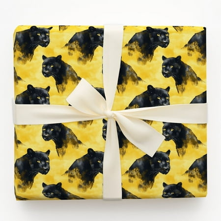 Black Panther Yellow Animal Print Gift Wrapping Paper