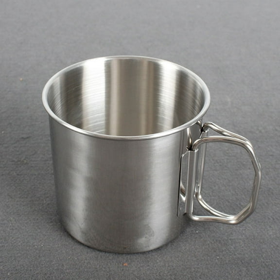 Sparsain Stainless Steel Camping Mug, Metal Cup, Foldable Handle, Water Cup for Hiking and Camping