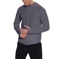 thumbnail image 2 of Men's Sun Protection Hoodie Full Zip Lightweight Cooling Long Sleeve Athletic Shirt with Thumb Holes for Fishing Hiking Outdoor,L,Dark Gray, 2 of 8