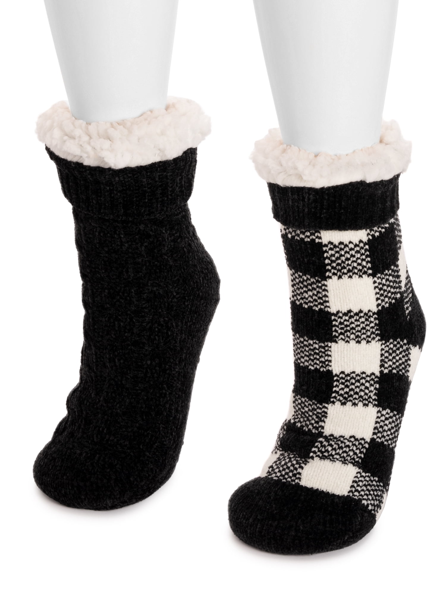 MUK LUKS Women's Tall Rib Cuff Cabin Socks, 2-Pack, S-XL