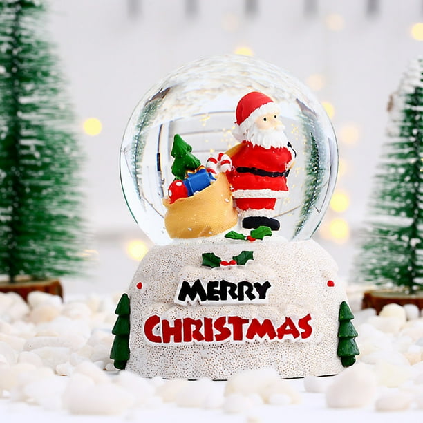 Happy Date Snow Globes Christmas with Music Box , Xmas Lighted Big