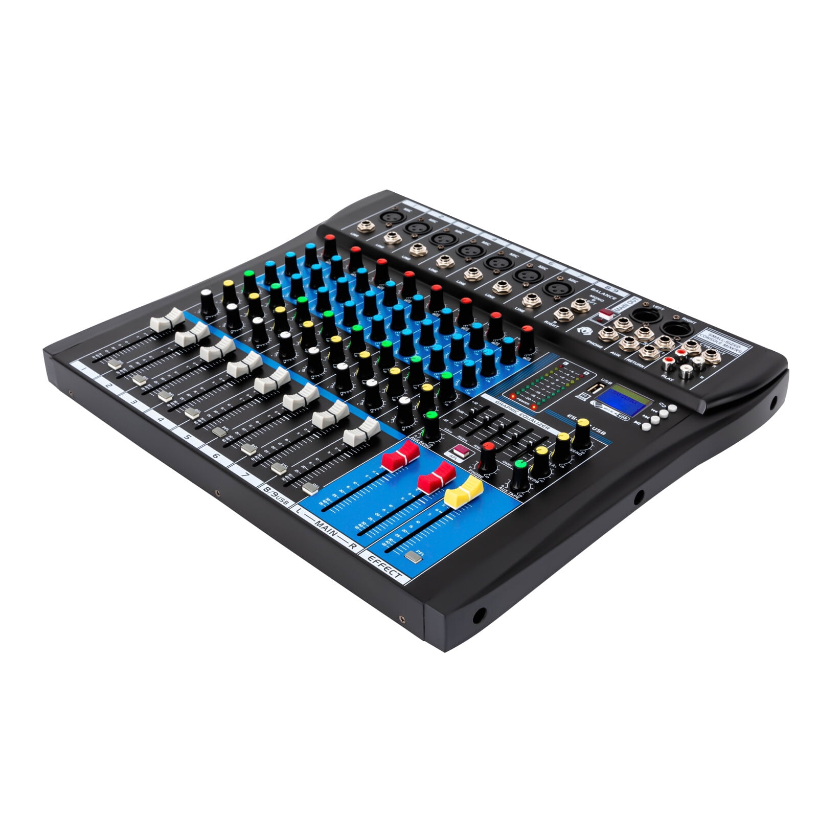8 Channel Mixing Console Audio Mixer Bluetooth USB Audio Interface 48V Phantom Power Mixer Use for Stereo DJ Studio PC Recording Singing Webcast Party (8 Channel Mixer)