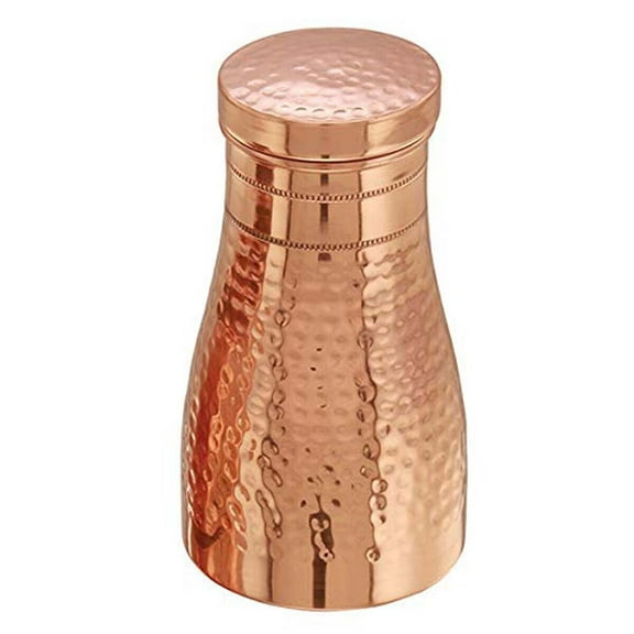 Pure Copper Hammered Bedroom Water Bottle Jar Tumbler Ayurveda Health Benefits 1000 ML
