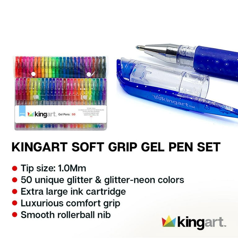 Kingart - Rollerball Pen - Assorted Glitter Colors - Gel Ink - 1