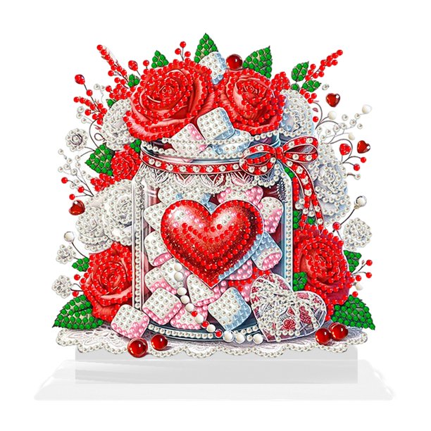 Acrílico 5D DIY Love Rose Diamond Art Decoración de mesa Mesa de dormitorio Decoración del hogar