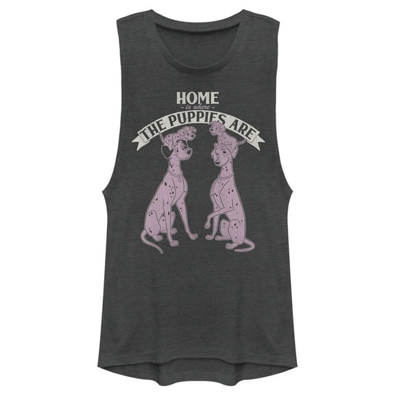 Junior's One Hundred and One Dalmatians Home is Where the Puppies Are Festival Muscle Graphic Tee Charcoal Small