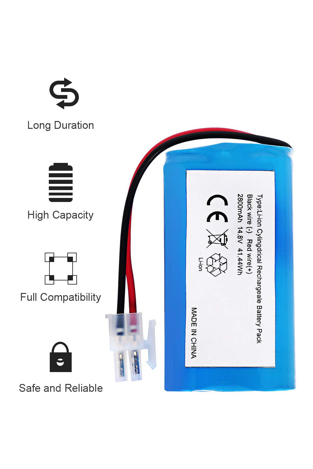 LiBatter Replacement Battery for ILIFE A4 A4S A6 V7 Robot Vacuum Cleaner 14.8V 2800mAH