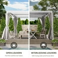 thumbnail image 3 of GAZEBETER 10' x 20' Louvered Pergola, Outdoor Aluminium Pergola with Adjustable Roof, Curtains and Netting, Hardtop Gazebo for Patio, Deck, Garden, Yard, Beach, White, 3 of 6