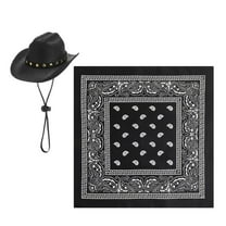 SLYNSHome Porch Goose Outfits for Yard,Lawn Cement Goose Statue Clothes Cowboy Hat with Bandana Scarf for Garden Patio Art Decor - Black