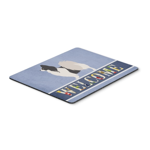 Papillon Welcome Mouse Pad Hot Pad or Trivet Blue