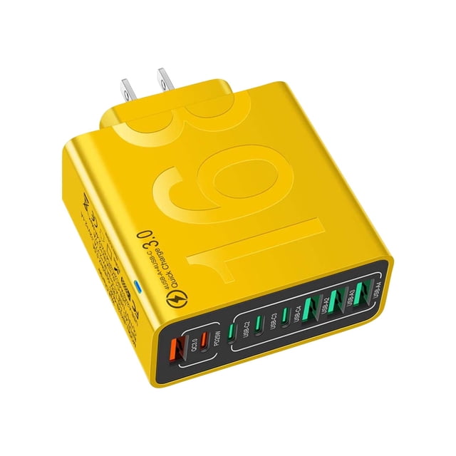 8-Port USB Charger Station with 4 USB-C & 4 USB-A Ports, Smart Fast Charging Hub for Multiple Devices, Compatible with iPhone Android Tablet Smartwatch, Office Home Travel Accessories