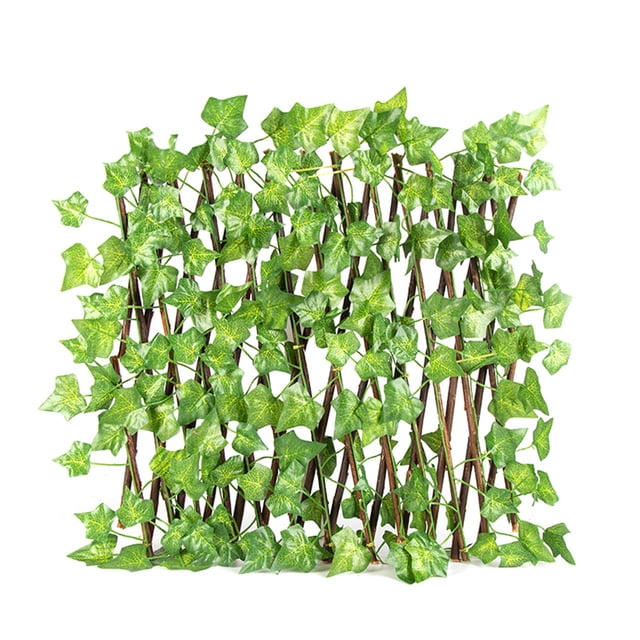 CAROOTU 40cm Adjustable Simulation Fence Leaf Fence Artificial Fence Net Rattan Decorative Fence for Home