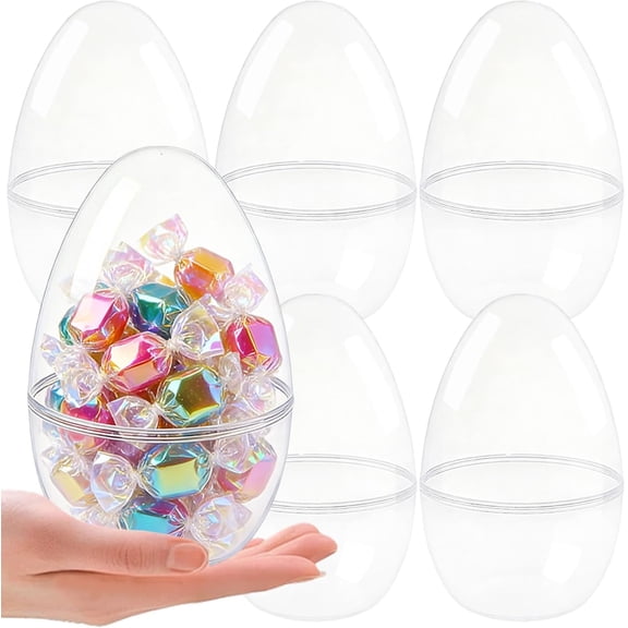 5 Pack 9.88 Inch Jumbo Clear Easter Eggs Plastic Giant Transparent Easter Eggs Huge Fillable Easter Egg for Easter Theme Party Easter Egg Hunt Party Favor